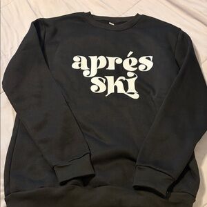 Black "après ski" Graphic Crewneck Sweatshirt